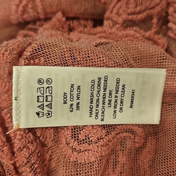 💕RACHEL ZOE💕 Scallop Trim Embroidered Lace CoverUp Dress ~ Dusty Rose OS NWT - Picture 10 of 10